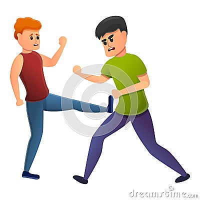 Street fight icon, cartoon style Vector Illustration