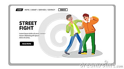 Street Fight Men Aggressive Battle Conflict Vector Vector Illustration