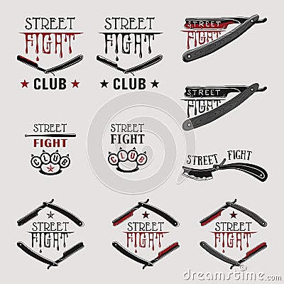 Street fight straight razor Vector Illustration