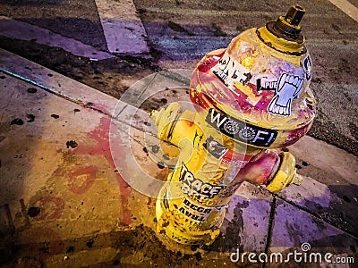 Street Fire Hydrant Artfully Vandalized Stock Photo