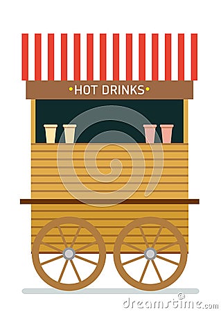 Street food cart vector illustration. Hot drinks. Isolated illustration on white background Vector Illustration