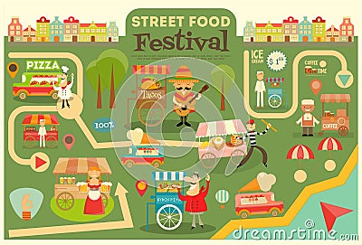 Street Food Festival Vector Illustration