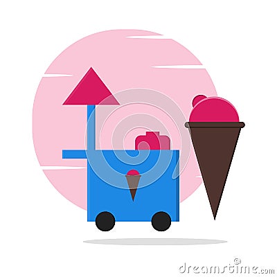 Street food and ice cream illustration Cartoon Illustration