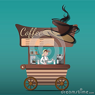 Street food shop coffee Vector Illustration