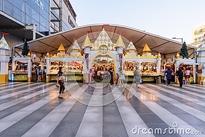 Street food tent in front side of Centralworld shopping center Editorial Stock Photo