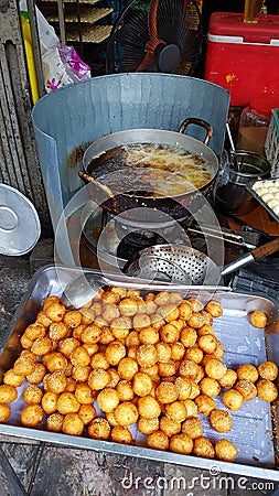 Vietnamese sesame donuts Banh Ran Stock Photo