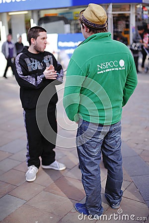 Street fundraiser NSPCC Editorial Stock Photo