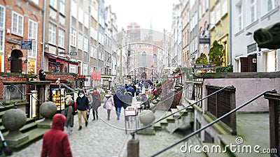 Street of Goldsmiths in historic old town of Gdansk in Poland - crowd, historic buildings and blurred picture Editorial Stock Photo