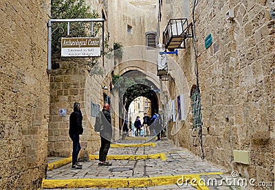 Street in the historic centre of the city of Yafo Editorial Stock Photo