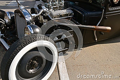 Street Hot Rod with a white sidewall tire Stock Photo