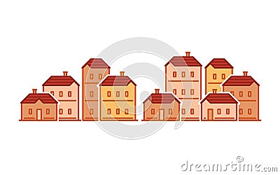 Street of houses, old town, residential district, real estate vector illustration Vector Illustration