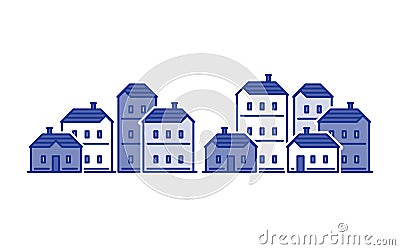 Street of houses, old town, residential district, real estate vector illustration Vector Illustration