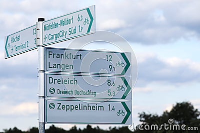 German street plates near the airport Editorial Stock Photo