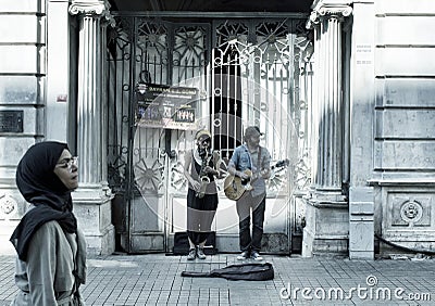 Street jazz musicians woman and man Editorial Stock Photo