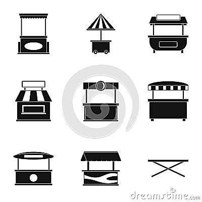 Street kiosk icon set, simple style Vector Illustration