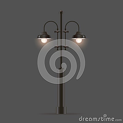 Street lamp or streetlight, vector isolated object. Vector Illustration