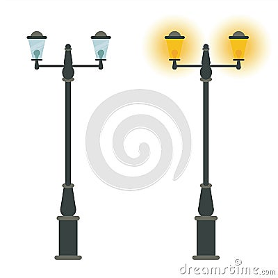 Street lamp vector icon design. Outdoor city classic vintage lan Vector Illustration