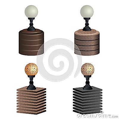 The street lamps - bollards Cartoon Illustration