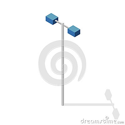 Street light, info graphic. Isometric blue lamp. Street equipment pictogram. Vector Illustration