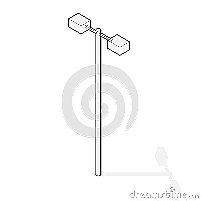 Street light, info graphic. Isometric blue lamp. Street equipment pictogram. Vector Illustration