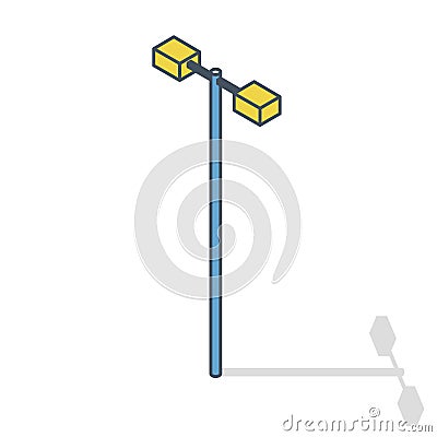 Street light, info graphic. Isometric outlined lamp. Street equipment pictogram Vector Illustration