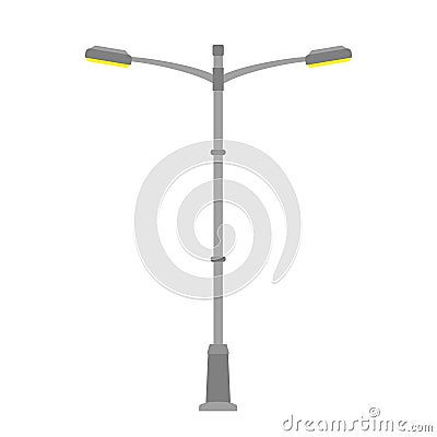 Street light isolated on white background. Outdoor Lamp post in flat style. Vector illustration Vector Illustration