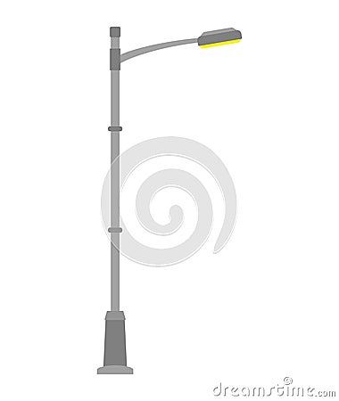 Street light isolated on white background. Outdoor Lamp post in flat style. Vector Illustration