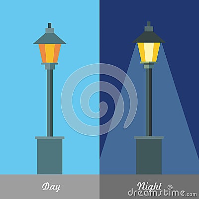 Street Light Vector Illustration at Day and Night Vector Illustration