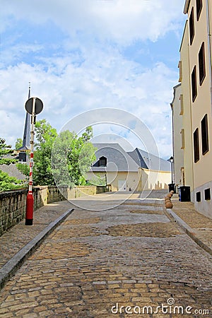 Street in Luxembourg painted in pastel colors Stock Photo