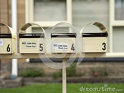 Street mailbox or letterbox with no junk mail note Stock Photo