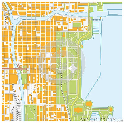 Street map of downtown Chicago, Illinois Stock Photo