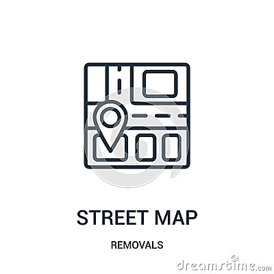 street map icon vector from removals collection. Thin line street map outline icon vector illustration. Linear symbol for use on Vector Illustration