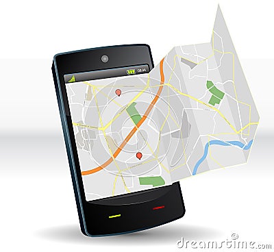 Street Map On Smartphone Mobile Device Vector Illustration