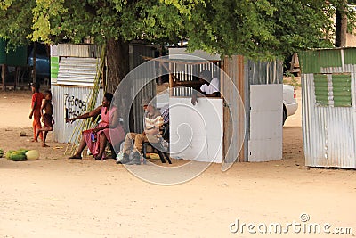 Street market scene in maun, botswana Stock Photo