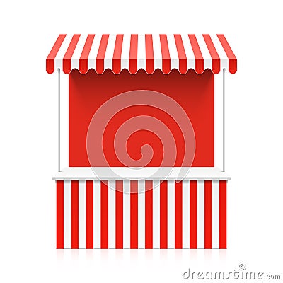 Street market stall for trading with awning Vector Illustration