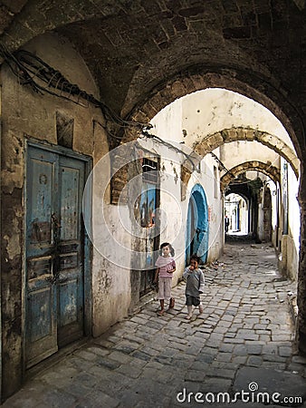 A street in the medina. Bizerte. Tunisia Editorial Stock Photo