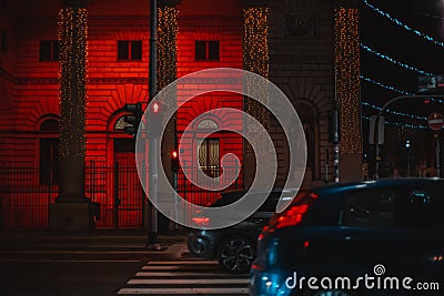 Street of Milan at night. Porta Venezia, Corso Buenos Aires, Milan, Italy 25.12.2023 Editorial Stock Photo