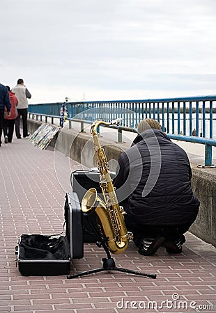 Street Musician Stock Photo