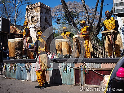Street Musicians in African Costumes Editorial Stock Photo