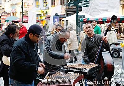 Street musicians in Brussels Editorial Stock Photo