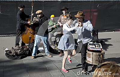 Street musicians and dancers Editorial Stock Photo
