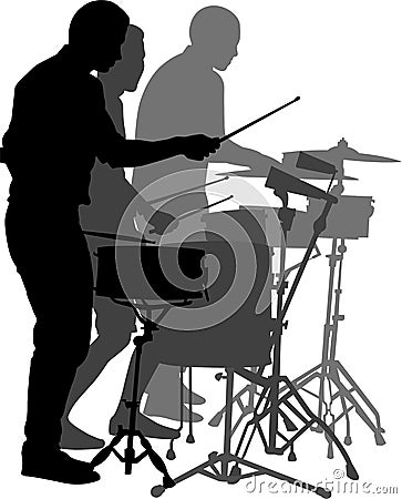 Street musicians drummers isolated on white background Vector Illustration