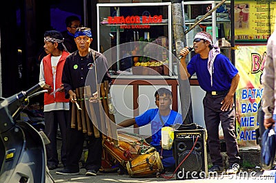 Street musicians, Java, Indonesia Editorial Stock Photo