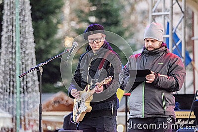 Street musicians play various instruments Romania, Europe Editorial Stock Photo