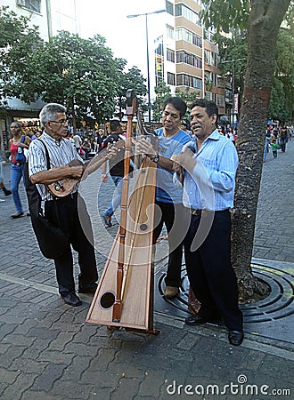 Street musicians playing outdoors Editorial Stock Photo