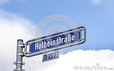 Street name Holbeinstrasse in Frankfurt Editorial Stock Photo