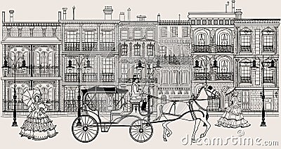 Street in New orleans style Vector Illustration