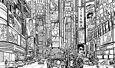 Street in New York city Vector Illustration