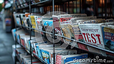 Street Newspaper Stand with no name, abstract newspapers Stock Photo