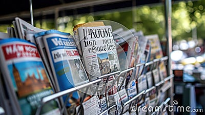 Street Newspaper Stand with noname, abstract newspapers Stock Photo